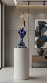 Abstrait 2 2, pommier,résine teinte et peinture