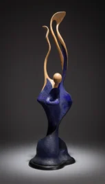 Abstrait 2, pommier,résine teinte et peinture