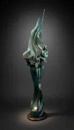 Abstrait 9 4, chêne teint, résine, peinture, vernis acrylique