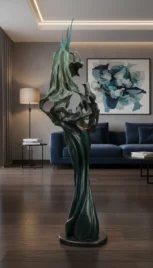 Abstrait 9 6, chêne teint, résine, peinture, vernis acrylique