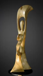 Avec toi, Pommier huilé, base bois peint, 55x25cm