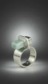 Bague 12 1, argent poli, construction soudé et amazonite resultat