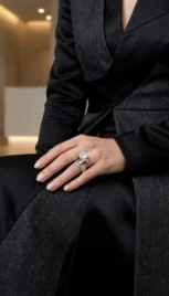 Bague 19 5, argent poli, dépoli, construction soudé et pierre de lune resultat