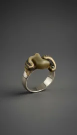 Bague 23, argent poli et corne sculpté resultat