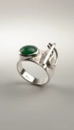 Bague 25, argent poli, dépoli, construction soudé et aventurine resultat
