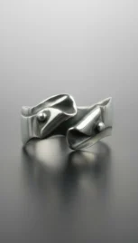 Bague 6 3, argent poli, oxidé, construction soudé resultat