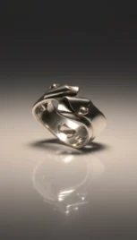 Bague 6, argent poli, oxidé, construction soudé resultat