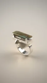 Bague 9 1, argent poli, construction soudé et jaspe paysage resultat