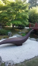 Banc oiseau 2, séquoia teint, 210x45cm