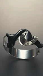 Bracelet 1 1, argent poli, mokumé gane et bois d'ébène resultat