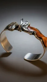 Bracelet 1, argent poli, argent fusionné et bois d'olivier resultat