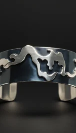 Bracelet 10, argent poli et oxidé, argent découpé et soudé resultat