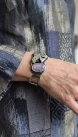 Bracelet 13 3, argent poli, oxidé,fusionné et amétiste resultat