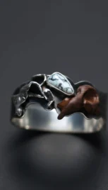 Bracelet 14 1, argent poli, fusionné, oxidé, bois de rose agathe resultat