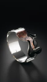 Bracelet 17 1, argent poli, cuivre réticulé et bois d'ébène resultat