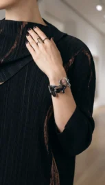 Bracelet 17 4, argent poli, cuivre réticulé et bois d'ébène resultat