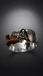 Bracelet 19 1, argent poli, fusionné, oxidé, mokumé gane et bois de rose resultat