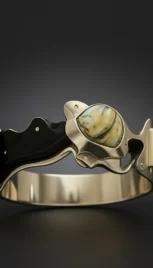 Bracelet 2 1, argent poli et formé, bois d'ébène, agathe resultat