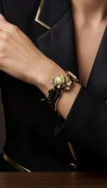 Bracelet 2 2, argent poli et formé, bois d'ébène, agathe resultat