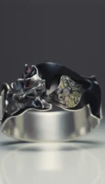 Bracelet 3 1, argent poli, argent fusionné, mokumé gane et bois d'ébène resultat