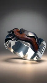 Bracelet 6, argent poli, mariage des métaux (laiton, argent), mokumé gane et bois de bubinga resultat