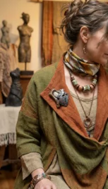 Broche 15 4, argent fusionné, bois de gaïac et agathe resultat