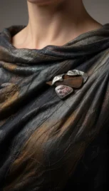 Broche 18 3, argent réticulé, argent poli, bois de palissandre et agathe resultat