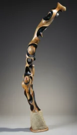 Chimère 3, Poirier brulé et huilé, Granit et chêne, 180x30cm
