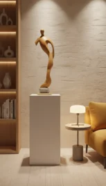 Debout 2, cèdre du liban ciré, granit et chêne, 100x30cm