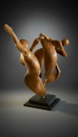 Dualité à trois 2, if ciré, ardoise, 55x35cm