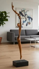 En équilibre 1 3, cerisier ciré, bois peint, 170x25cm