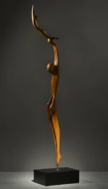 En équilibre 1, cerisier ciré, bois peint, 170x25cm