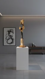 Enlacer 3, frêne, résine, granit