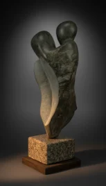 Ensemble 1 1, schiste vert, poli et dépoli, granit et chêne