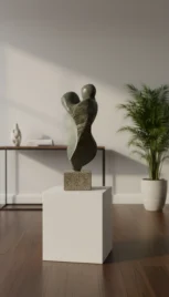 Ensemble 1 3, schiste vert, poli et dépoli, granit et chêne