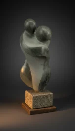 Ensemble 1, schiste vert, poli et dépoli, granit et chêne