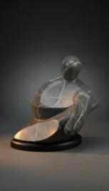 Ensemble 2 1, pierre de châteaupane, poli et dépoli, bois peint