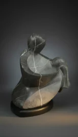 Ensemble 2, pierre de châteaupane, poli et dépoli, bois peint