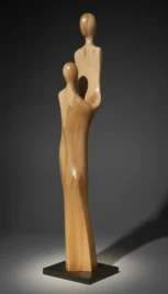 Ensemble 4 1, pommier ciré, base bois peint, 90x18cm