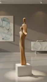 Ensemble 4 2, pommier ciré, base bois peint, 90x18cm