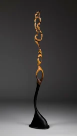 Equilibre 1 1, if brulé et huilé, chêne, résine et peinture