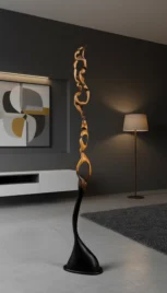 Equilibre 1 3, if brulé et huilé, chêne, résine et peinture