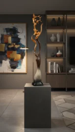 Equilibre 3, if, résine, peinture acrylique et granit