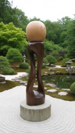 Equilibre à deux, cèdre du liban teint, 270x70cm