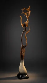 Equilibre, if, résine, peinture acrylique et granit