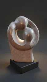 Espace fusionnel 1 2, shiste mauve, poli et dépoli, bois peint