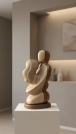 Espace fusionnel, grès poli et chêne