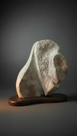 Féminin, marbre des pyrénées, poli et texturé, chêne teint