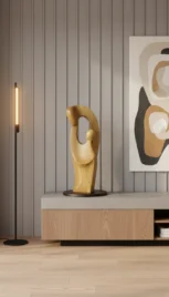 Harmonie 3, cerisier ciré, base bois peint, 50x20cm