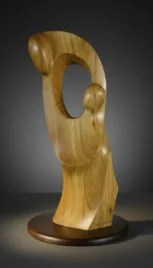 Harmonie, cerisier ciré, base bois peint, 50x20cm